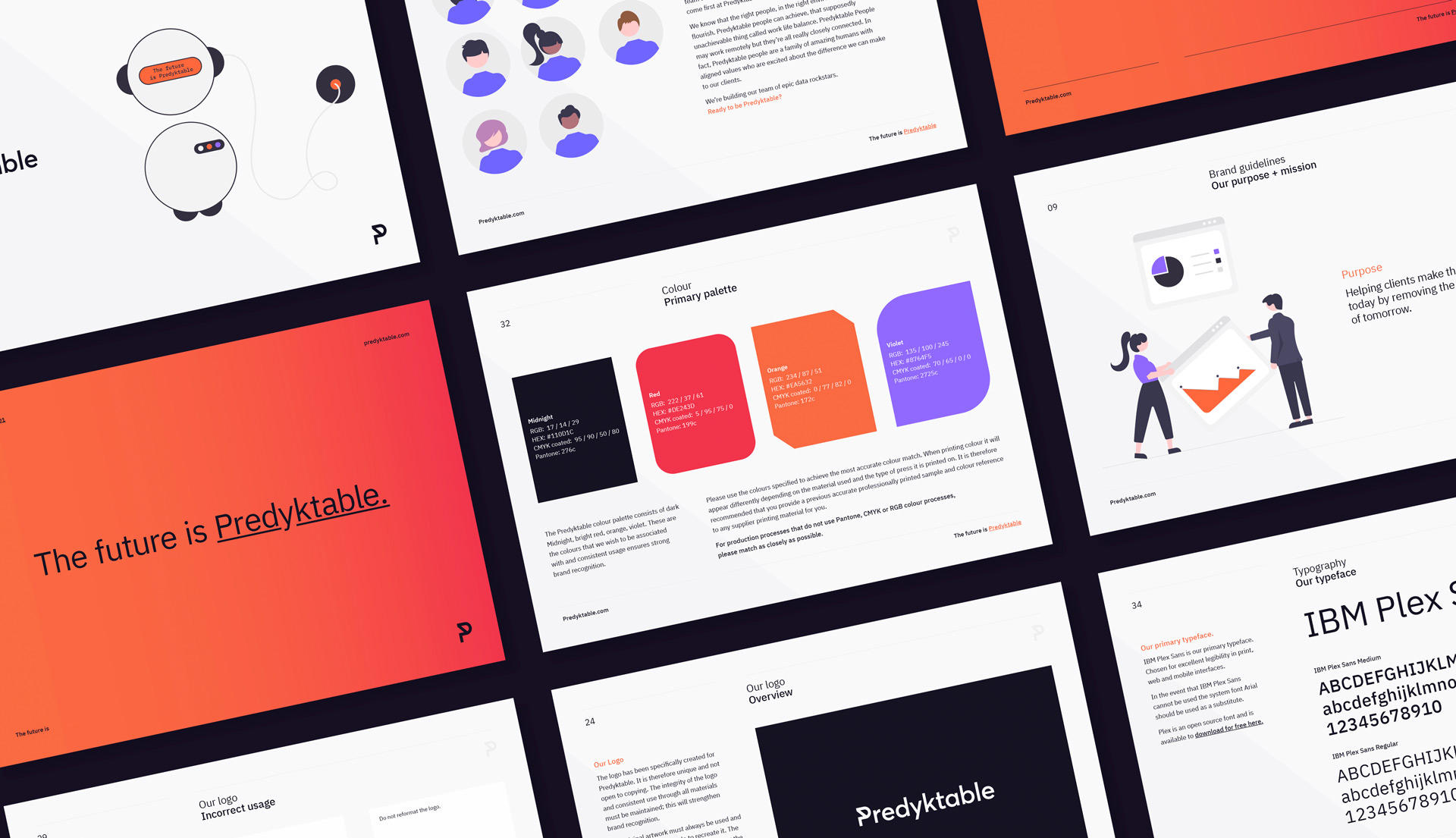 pages from the brand book created for Predyktable